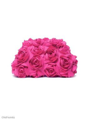 3D Floral Chiffon Evening Clutch Rose Bridal Handbag Wedding Prom Party
